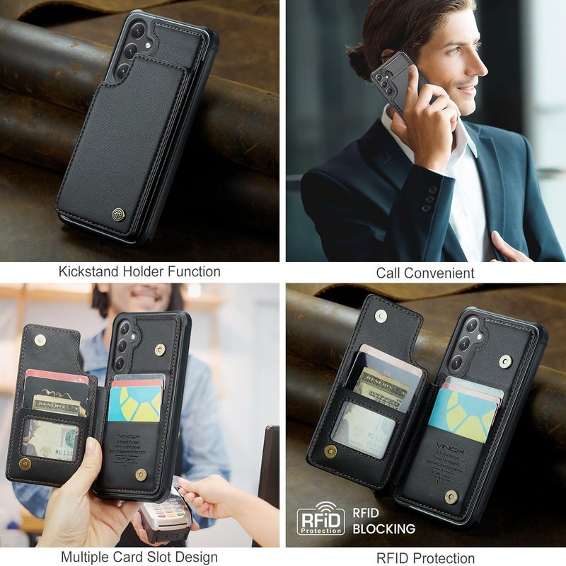 Vinich for Samsung Galaxy S24 Plus Wallet Case with Card Holder, RFID Blocking Credit Slots Kickstand Shockproof Phone Cover Fit for Galaxy S24 Plus 6.7" Black - Image 3